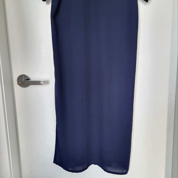 Aritzia Babaton V Neck Short Sleeves Navy Maxi Split Dress - Picture 10 of 12